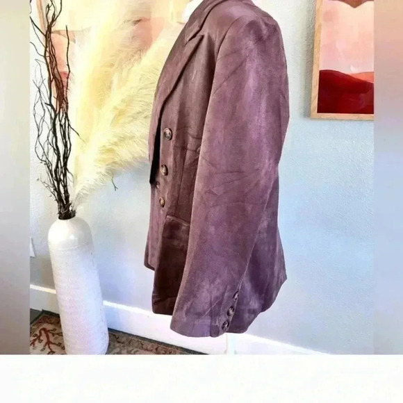 - Easel Purple Velvet Blazer double breasted button - Picture 2 of 5
